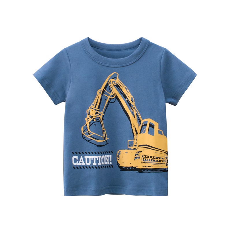 夏款童裝新品兒童短袖T恤 男童挖土機寶寶服裝