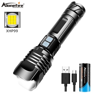 AloneFire X21 XHP99 Led 手電筒最強大的 USB 可伸縮變焦手電筒，適用於戶外露營防水