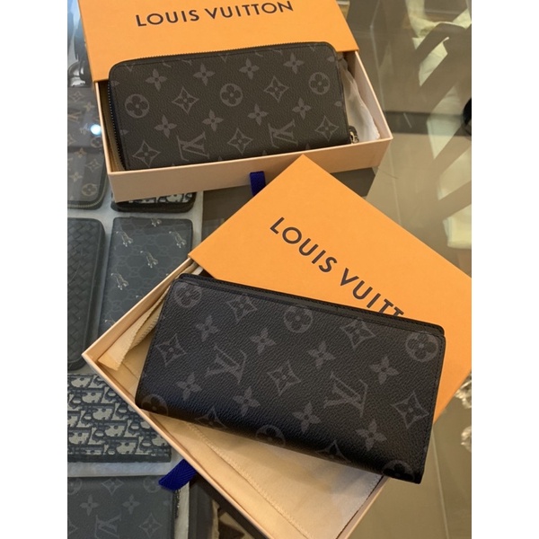 Limit精品✔️Louis Vuitton LV 經典黑色滿版老花Logo設計 男生 男款 拉鍊 對開掀蓋 皮夾 長夾