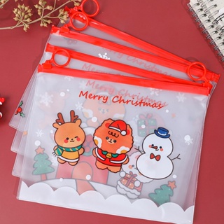 透明 防水 卡通 聖誕快樂拉邊袋 學生 便攜 指環文件收納袋