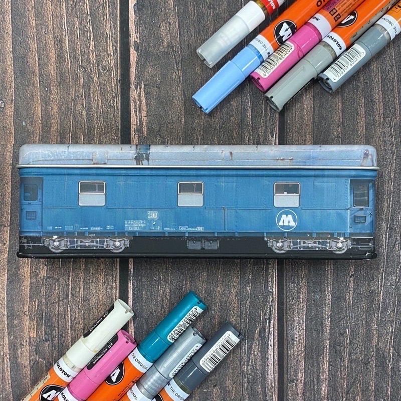 百色美術 德國🇩🇪 Molotow 小火車 鐵製 鉛筆盒