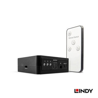 LINDY德商】保固一年】70482 - TOSLINK(光纖)數位音訊三進一出切換器 96KHz 帶電源切換DIP