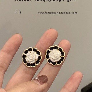 【赫本日記】S925高階感復古山茶花耳環耳釘女 法式網紅2022年新款潮氣質耳飾 臺灣賣家