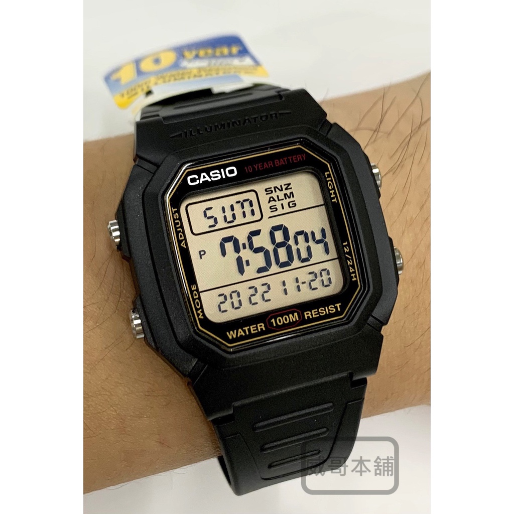 【威哥本舖】Casio台灣原廠公司貨 W-800HG-9A 學生、當兵 十年電力電子錶 W-800HG