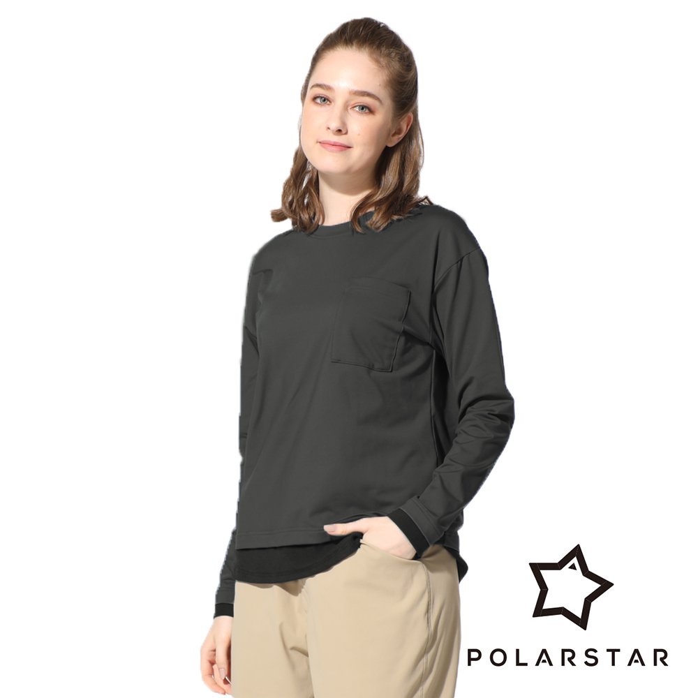 【PolarStar】女 彈性保暖長袖上衣『暗灰』P22920