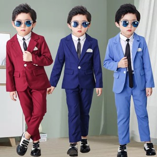嬰兒兒童男孩套裝 2-9 歲正式燕尾服套裝派對婚禮禮服幼兒紳士西裝外套西裝外套褲子服裝套裝