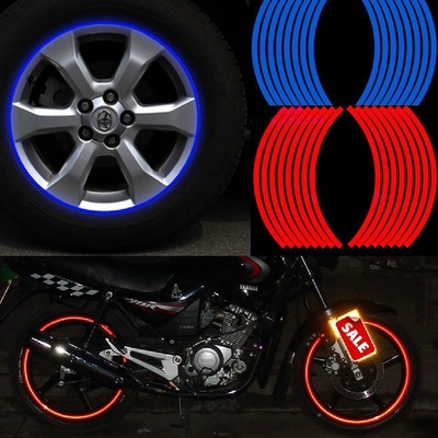 現貨 腳踏車貼紙 機車輪轂車貼改裝車輪貼裝飾反光彩色輪胎貼條鋼圈貼紙防水貼膜