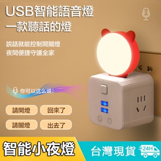 🔥台灣現貨🔥 新款智能語音燈 智能語音小夜燈 USB語音燈 USB小夜燈 USB燈 智能小夜燈 語音燈 床頭燈 感應燈🌸