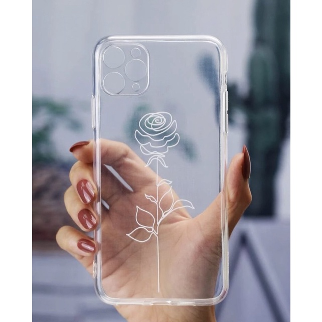 現貨🔜出貨Apple Iphone14promax清新簡約玫瑰花🌹透明手機殼手機套鏡頭全包