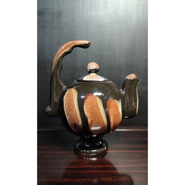 早期茶壺收藏 -日式手工金釉柴燒握把壺#01（茶壺/宜興/紫砂/茶道/茶具/茶葉）