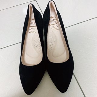 (全新) ANN’S黑色高跟鞋 羊絨3D氣墊尖頭高跟鞋