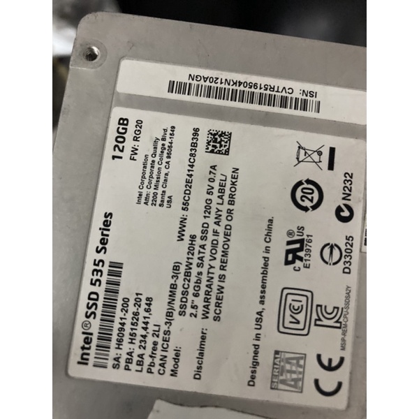 故障 intel ssd535 120G 壞的SSD  是壞的