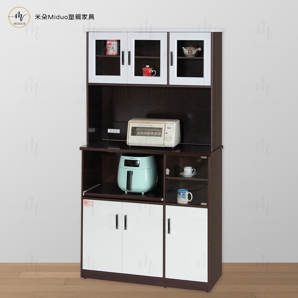 【米朵Miduo】3.3尺七門一拉盤塑鋼電器櫃 塑鋼廚房櫥櫃(上下座)(附插座)