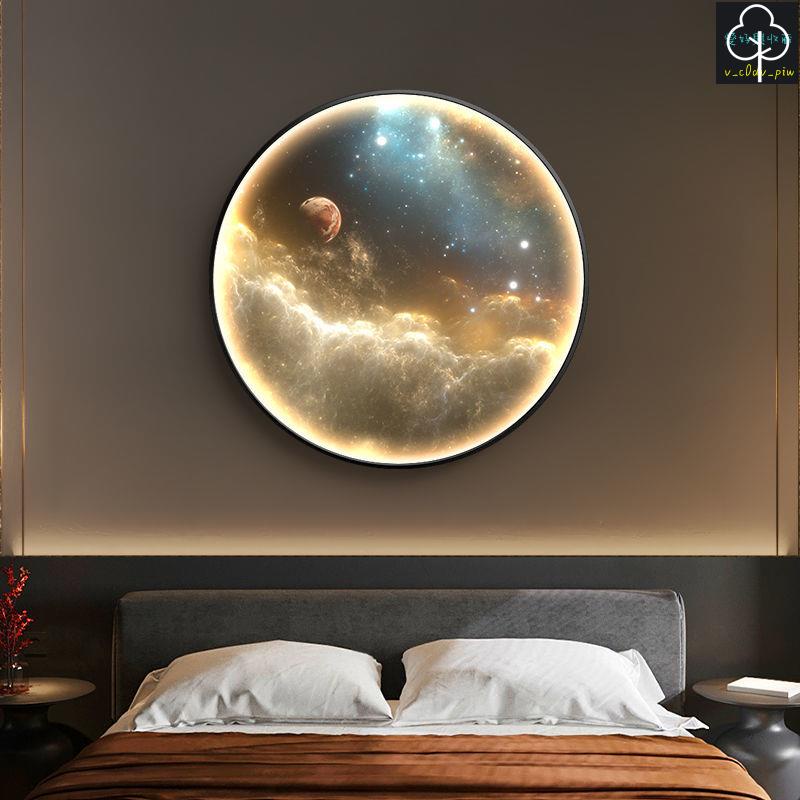 ✨燈畫 LED 展示燈 掛畫燈 壁掛燈 裝飾燈 樓梯燈 玄關臥室 臥室床頭裝飾畫圓形宇宙星空led發光燈畫高檔客廳餐廳掛