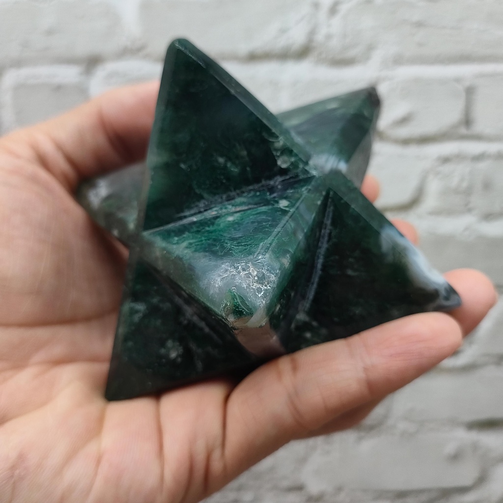 ［硯嵐水晶 YL Crystal］梅爾卡巴-水草瑪瑙 能量場水晶 轉化重生 Merkaba