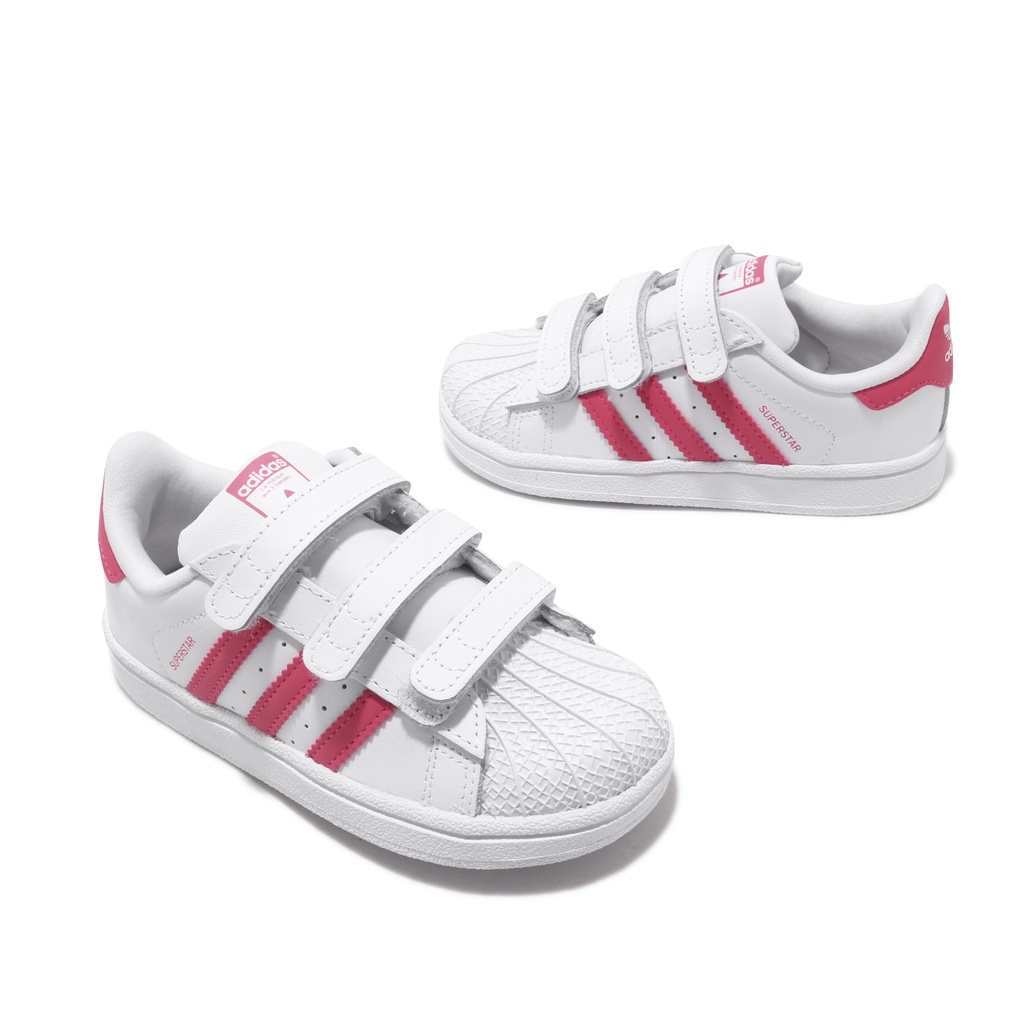 adidas 童鞋Superstar CF I 白粉紅小童鞋魔鬼氈基本款愛迪達【ACS】 CG6638 | 蝦皮購物
