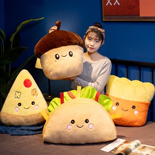 FAT CAT 韓系精品☆現貨+預購卡通可愛零食抱枕薯條沙發靠墊披薩午睡枕松果絨毛玩具布娃娃捲餅腰枕兒童交換禮品生日禮物
