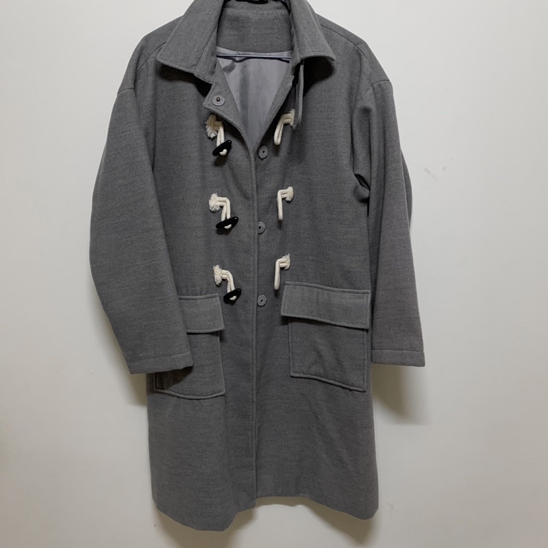 （二手）LOVFEE牛角扣灰色長版大衣