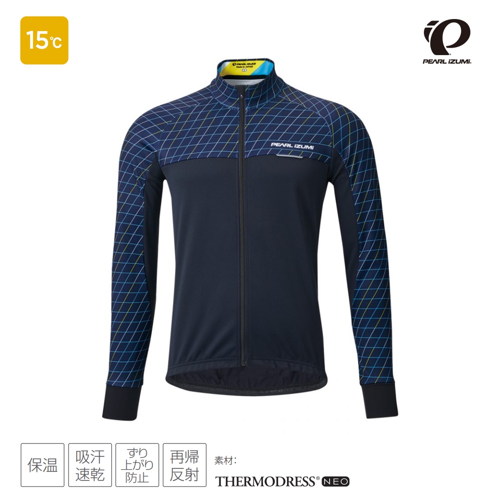 【Pearl izumi】3200-BL-6 男款冬季 15度保暖長袖車衣  藍