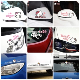 汽車貼紙 Hello Kitty 卡通可愛可愛嬰兒粉色女孩裝飾後視鏡擋風玻璃窗門後備箱保險槓前照燈罩摩托車