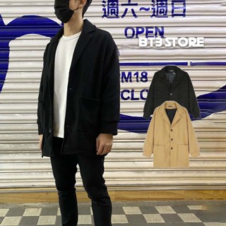 【BT3 store】現貨 毛呢外套 大衣外套 韓國大衣 毛呢大衣 中長版 排扣外套 外套男 外套女 外套【MC60】