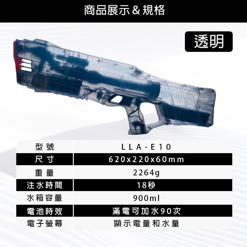 ［二手-僅使用一次］升級版 電動水槍 LLA-E10 電動 充能 自動 連發 水槍 玩具 抖音同款 透明款 特別色