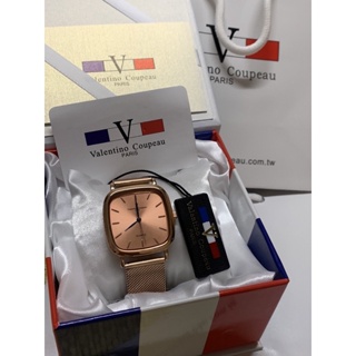 Valentino Coupeau 復古時尚方形米蘭錶款-玫瑰金