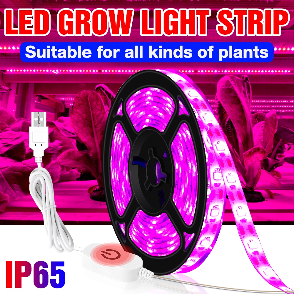 Usb LED植物生長燈條防水植物生長燈帶柔性條燈溫室水培種植帳篷5V觸摸可調光