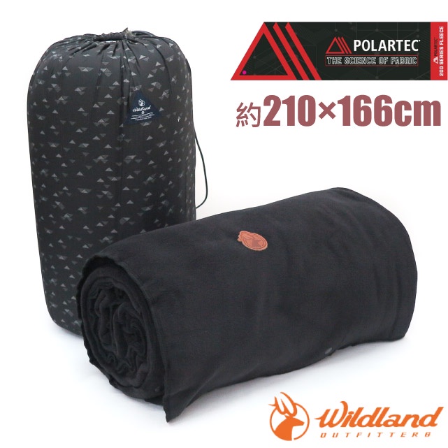 【荒野 WildLand】軍規 Polartec 抗靜電5合1睡毯 多用途刷毛毯 居家毯 寶寶毛毯 地墊_黑_P2028