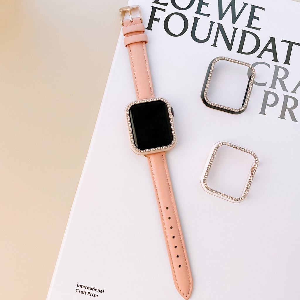 台灣現貨 無須等待 APPLE WATCH 雙色單排鑲鑽電鍍半包保護殼 適用 apple watch 1-9代