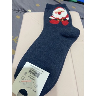全新韓國製藍色聖誕老公公短襪襪子，不分男女，到腳踝