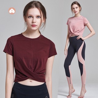 YOYOPEACH【現貨+預售】運動上衣女 短袖上衣 大碼健身衣 瑜珈上衣女 寬鬆短袖T恤短版快乾