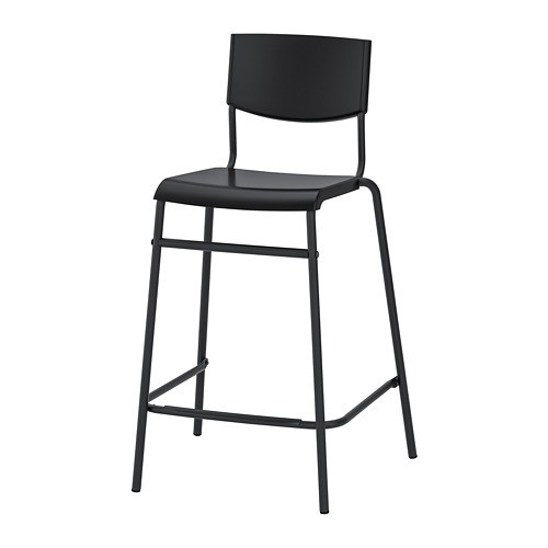 【現貨當天可出貨】IKEA 全新 STIG 吧台椅附靠背, 黑色/黑色, 適用檯面87-91公分高
