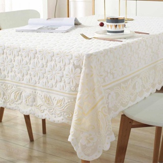 Image of 白色茶几桌布 蕾絲餐桌布 長方形布藝檯布 歐式小清新桌布 家用蓋布