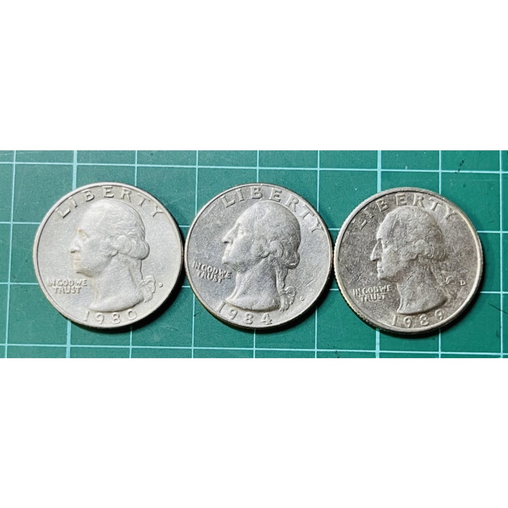 1980年代美國傑弗遜Quarter硬幣三枚一組(單組價)