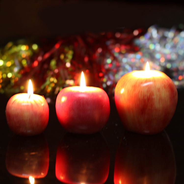 小江客製~耶誕節饋贈親友小禮物 仿真盒裝蘋果蠟燭 耶誕平安夜平安果