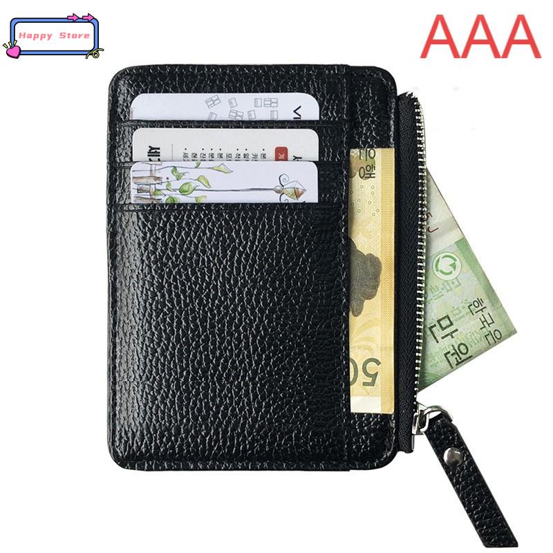 Image of Men Wallet Solid Color Textured PU Zipper Card Holder Mini C #8