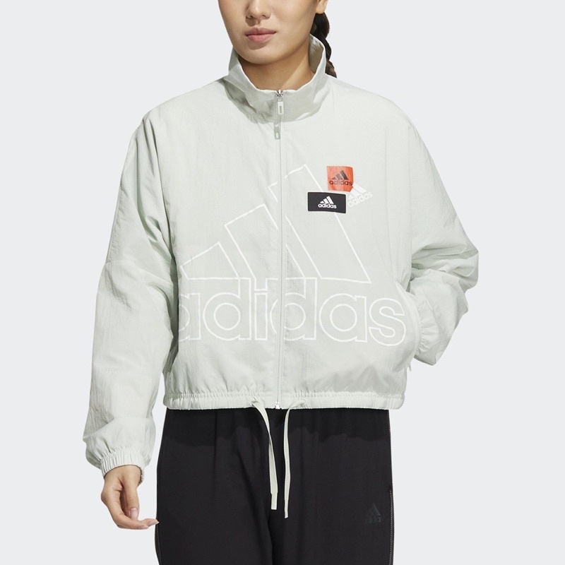 全新adidas 寬版 短版 風衣外套 淺綠 女 XL HM5290