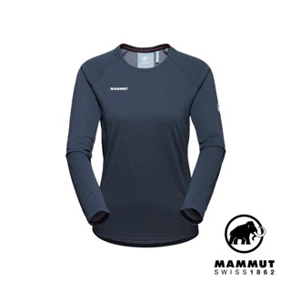 【Mammut 長毛象】Aegility 輕量抗菌長袖排汗衣 海洋藍/白 女款 #1016-00810