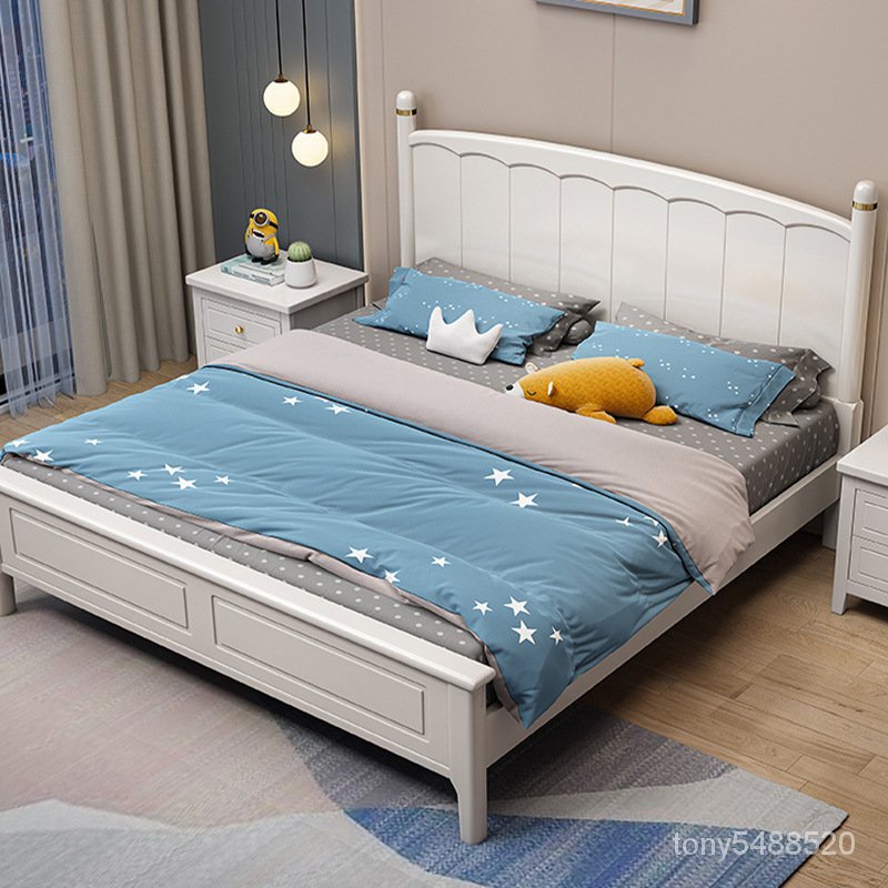 現代簡約實木兒童床1.5米單人床1.2米學生男孩1.35米小戶型儲物床 高腳床 鐵床架 雙層床 上下床 儲物多功能床架