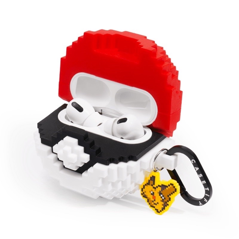 Casetify ｜完售勿下單｜AirPods pro 耳機殼 聯名 Pokémon 神奇寶貝 皮卡丘 像素設計寶可夢球