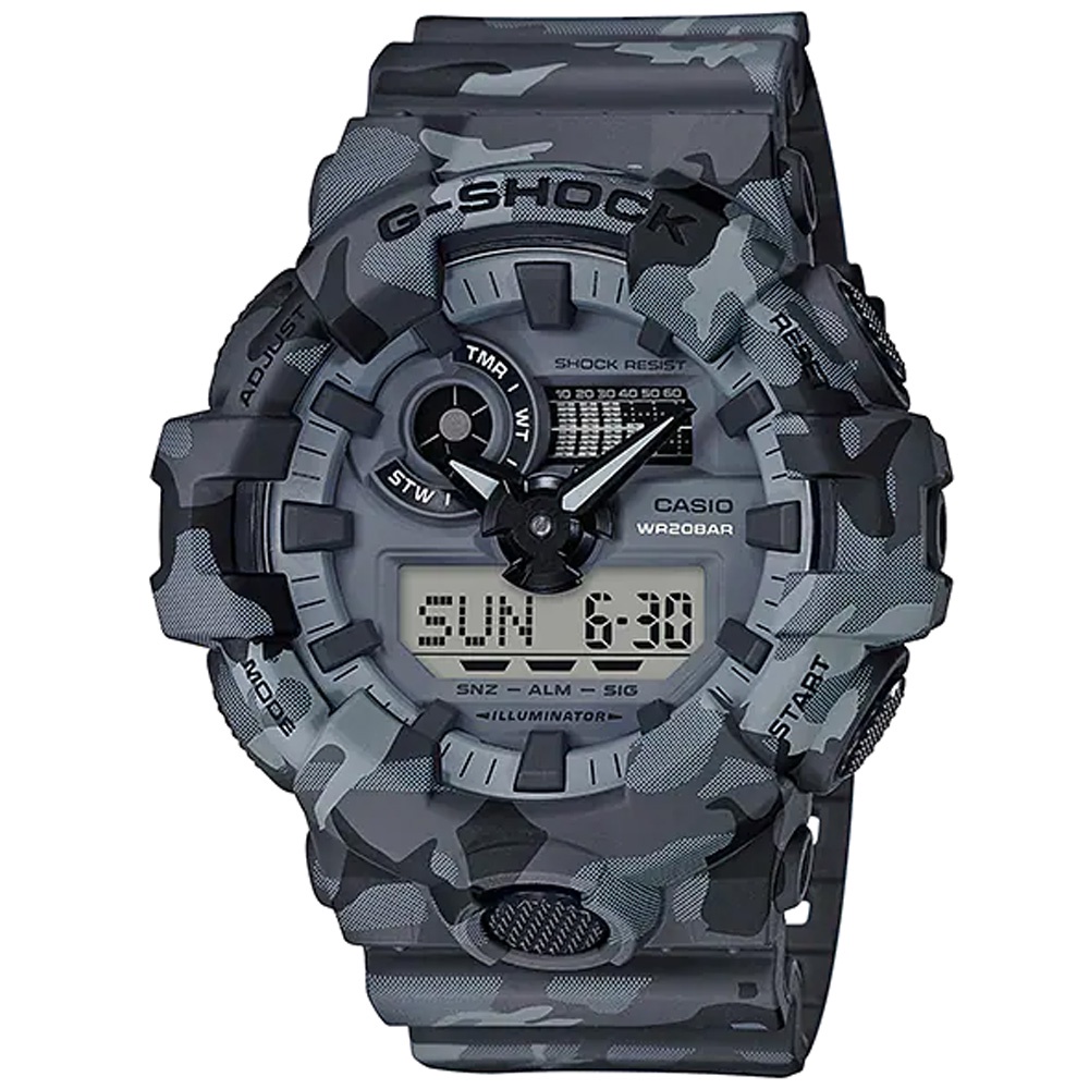 【聊聊甜甜價】CASIO G-SHOCK 時尚迷彩雙顯腕錶 GA-700CM-8A