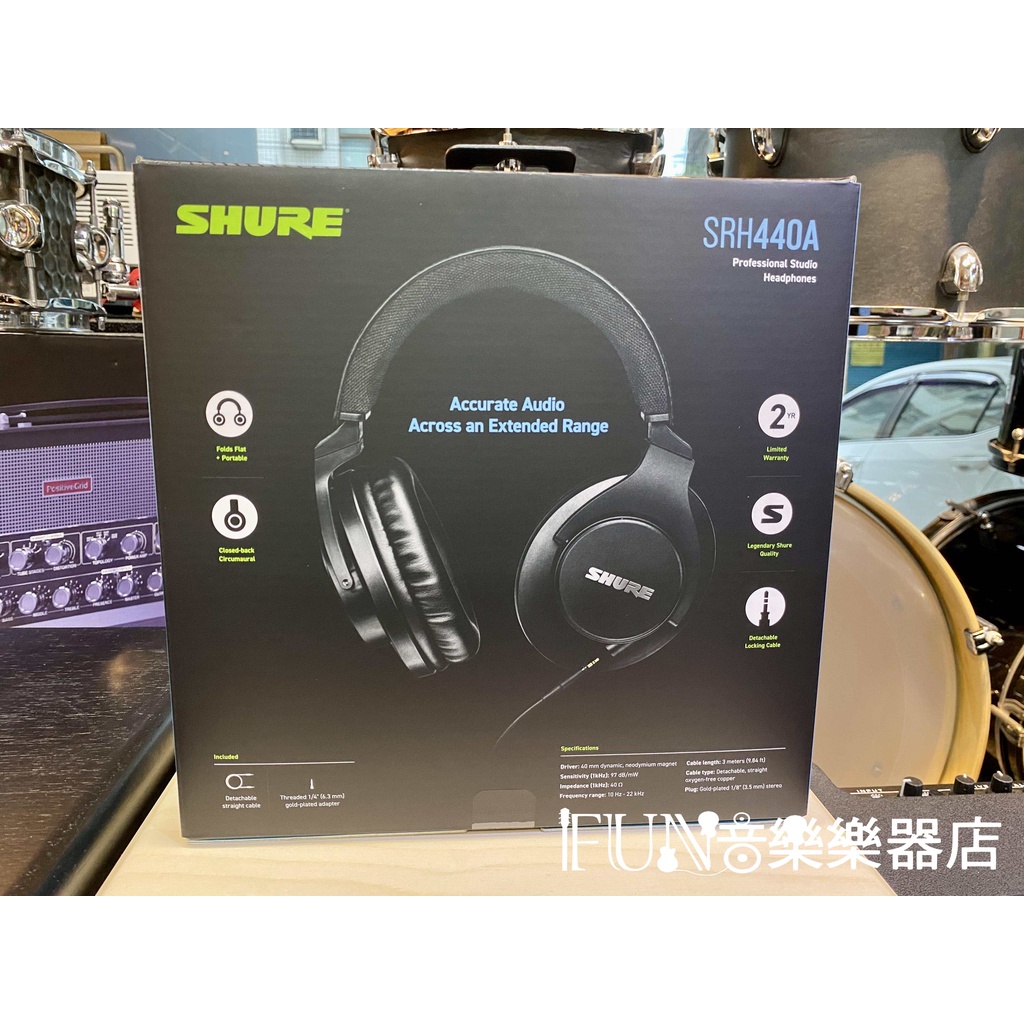 【Fun音樂樂器店】Shure SRH440A-A 監聽耳罩式耳機