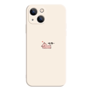小眾情侶手機殼蘋果14promax掌上明豬iphone12可愛14小豬12液態矽膠xsmax適用x簡約文字xr網紅ins