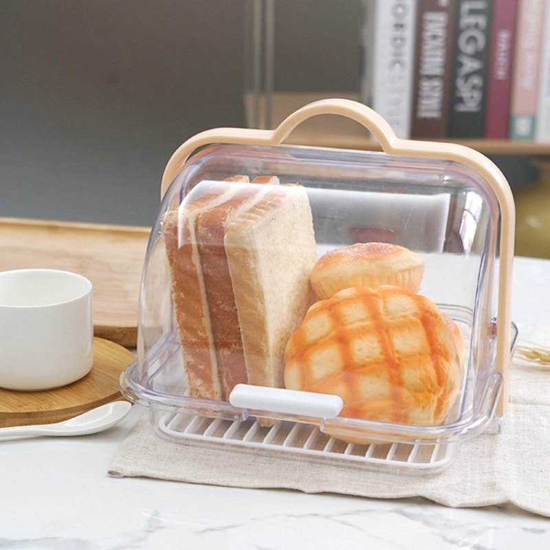 塑膠點心麵包收納盒透明翻蓋式 奶瓶咖啡手提儲物籃 密封保潔盒 水杯碗筷盒瀝水架