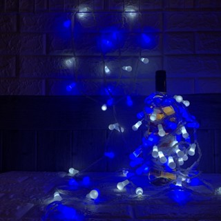 六分埔禮品★防水10米100燈LED珍珠串燈(藍白光)(透明線+附控制器)★-聖誕燈/樹燈/小燈泡燈/珍珠燈