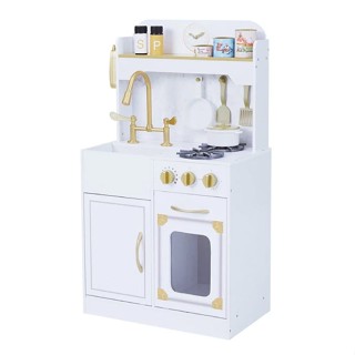 teamson 小廚師凡爾賽精緻木製玩具廚房(附11配件)-白金款|聖誕禮物【麗兒採家】