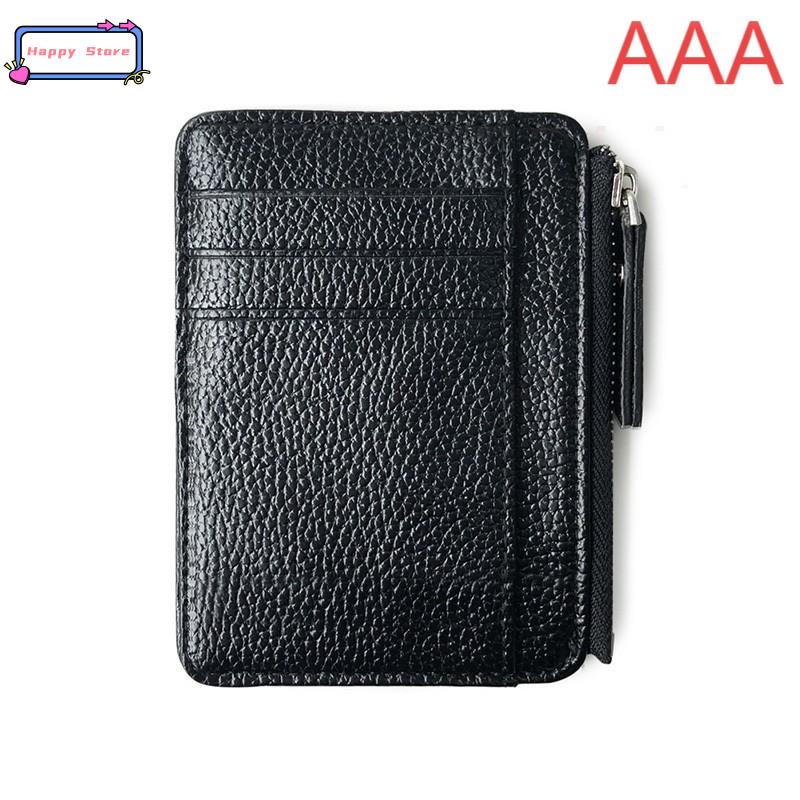 Image of Men Wallet Solid Color Textured PU Zipper Card Holder Mini C #7