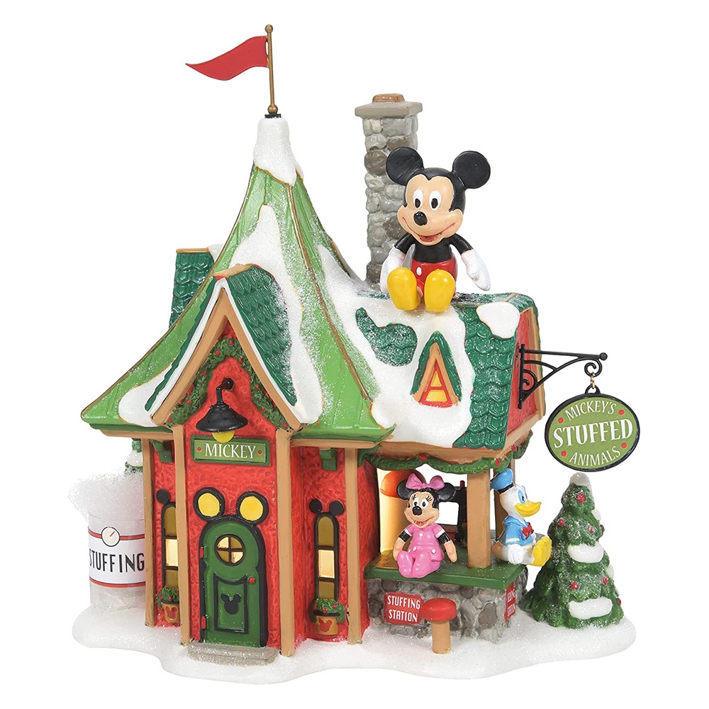 Enesco精品雕塑 Disney 迪士尼 米奇絨毛玩偶店鋪居家擺飾 (附燈) EN28524