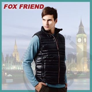 【Fox Friend】男 款超輕羽絨背心.保暖背心/吸濕 排汗 透氣 快乾 保暖 抗菌 抗靜電 黑色 0163